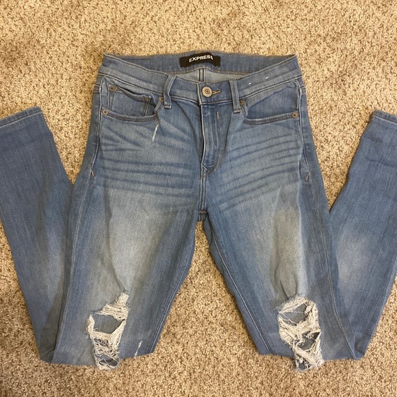 Express Ripped Skinny Jegging Jeans Mid Rise sz 4R